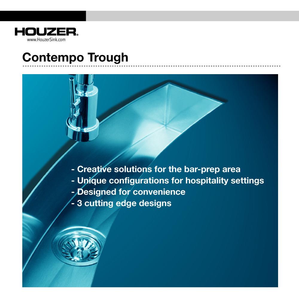 Houzer Contempo Trough Series Undermount Stainless Steel Curved Bowl Bar/Prep Sink Bar Sink - Undermount Houzer 