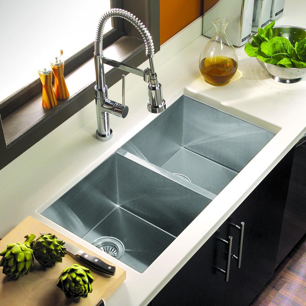 Houzer Contempo Series Undermount Stainless Steel 50/50 Double Bowl Kitchen Sink Kitchen Sink - Undermount Houzer 