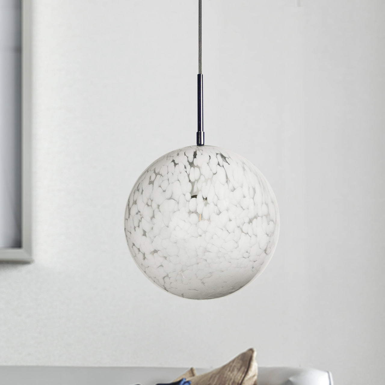 Bushnell Ball Pendant Light Fixture, White Orb with Elegant Glow, Foyer Lighting Home Decor for Entryways, Dining and Living Room, or Sitting Areas, Dimmable Pendant Lighting Canyon Home 