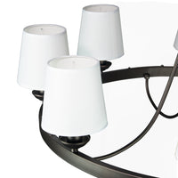 Thumbnail for Baden Rustic Wagon Wheel Light Fixture with 8 Bulb and White Fabric Shades, Overhead Lighting with Vintage Black Frame for Foyer, Home, Living or Dining Room Chandeliers Canyon Home 