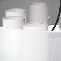 Thumbnail for Fresno Modern Drum Chandelier Overhead Light Fixture with 10 Light Bulb Support and White Fabric Shade, Beautiful Hanging Lighting for Foyer, Living or Dining Room Use Chandeliers Canyon Home 