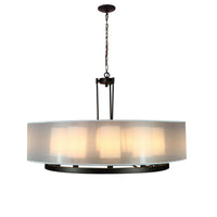 Thumbnail for Fresno Modern Drum Chandelier Overhead Light Fixture with 10 Light Bulb Support and White Fabric Shade, Beautiful Hanging Lighting for Foyer, Living or Dining Room Use Chandeliers Canyon Home 