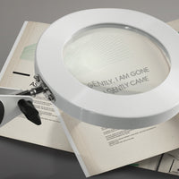 Thumbnail for Connie LED Desk Light with Magnifier, White, Adjustable Arm Length with Enhanced Visual Magnification, Dimmable Ring Lighting for Home, Office, Crafting or Hobby Use Desk Lamps Canyon Home 