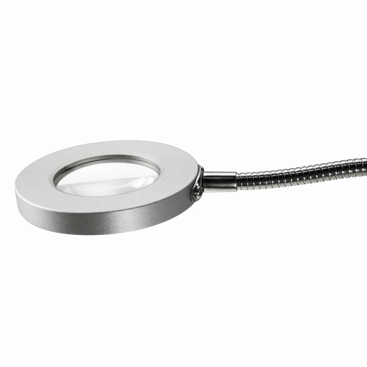 Estelle Flexible LED Desk Light with Magnifier, Silver, Adjustable Desktop Lamp with Dimmable Brightness, Home, Office or Hobby Collecting Use, Strong Quick Clip Base Desk Lamps Canyon Home 