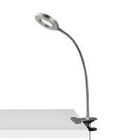 Thumbnail for Estelle Flexible LED Desk Light with Magnifier, Silver, Adjustable Desktop Lamp with Dimmable Brightness, Home, Office or Hobby Collecting Use, Strong Quick Clip Base Desk Lamps Canyon Home 