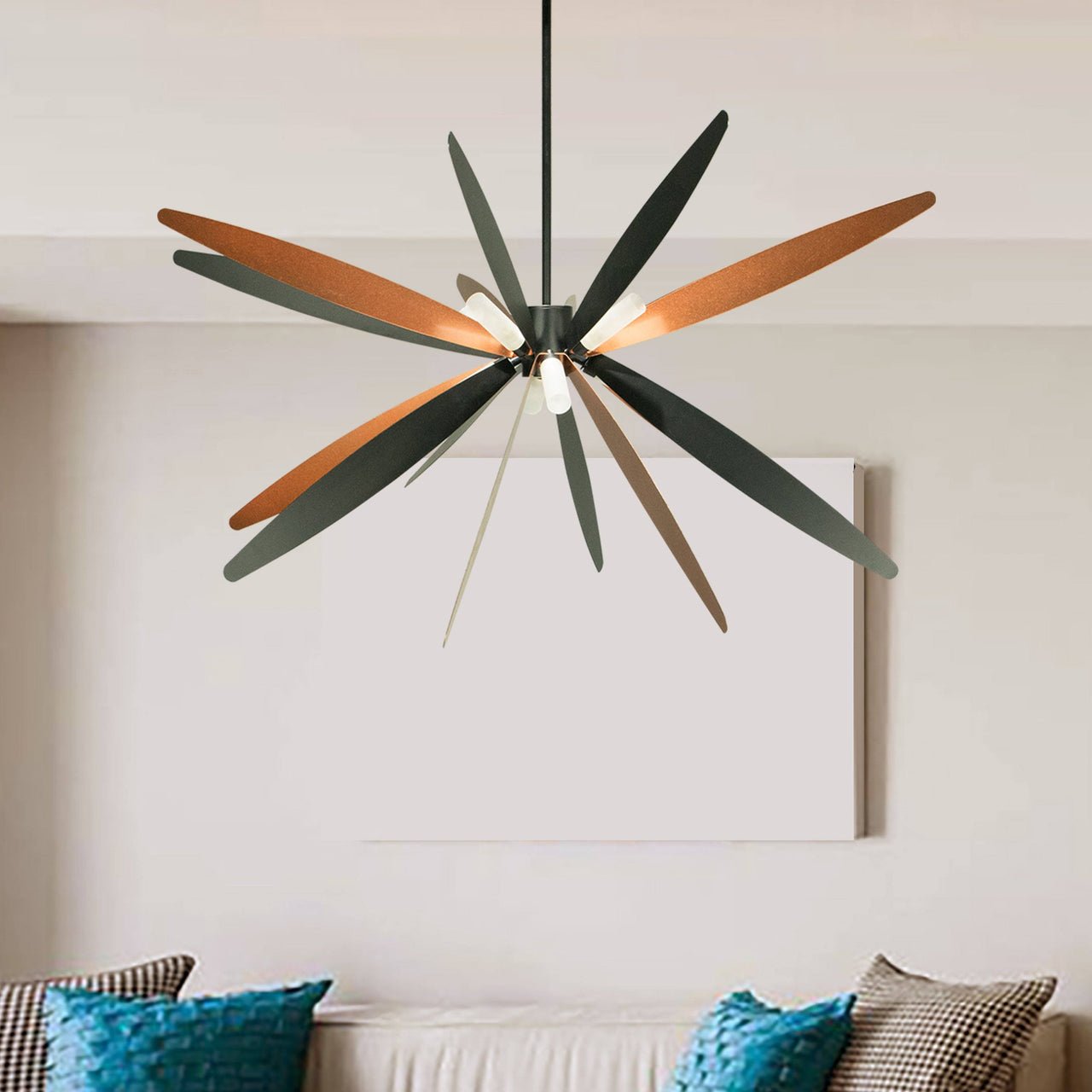 Lyell Dragonfly Sputnik Light Fixture, 4 Bulb Design, Overhead Ceiling Lighting for Foyer, Entryway, or Living Room, Classic Sand, Rose Gold, and Matte Black Finish Pendant Lighting Canyon Home 