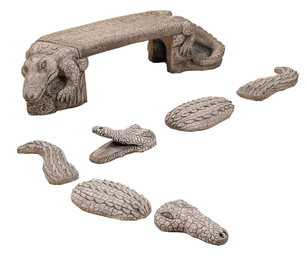 Crocodile Outdoor Cast Stone Garden Bench Set Benches Tuscan 
