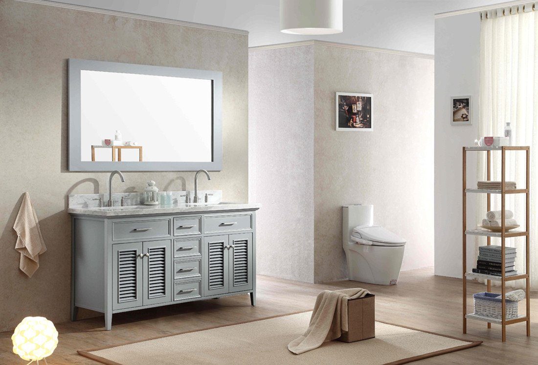 ARIEL Kensington 61" Double Sink Bathroom Vanity Set in Grey Vanity ARIEL 