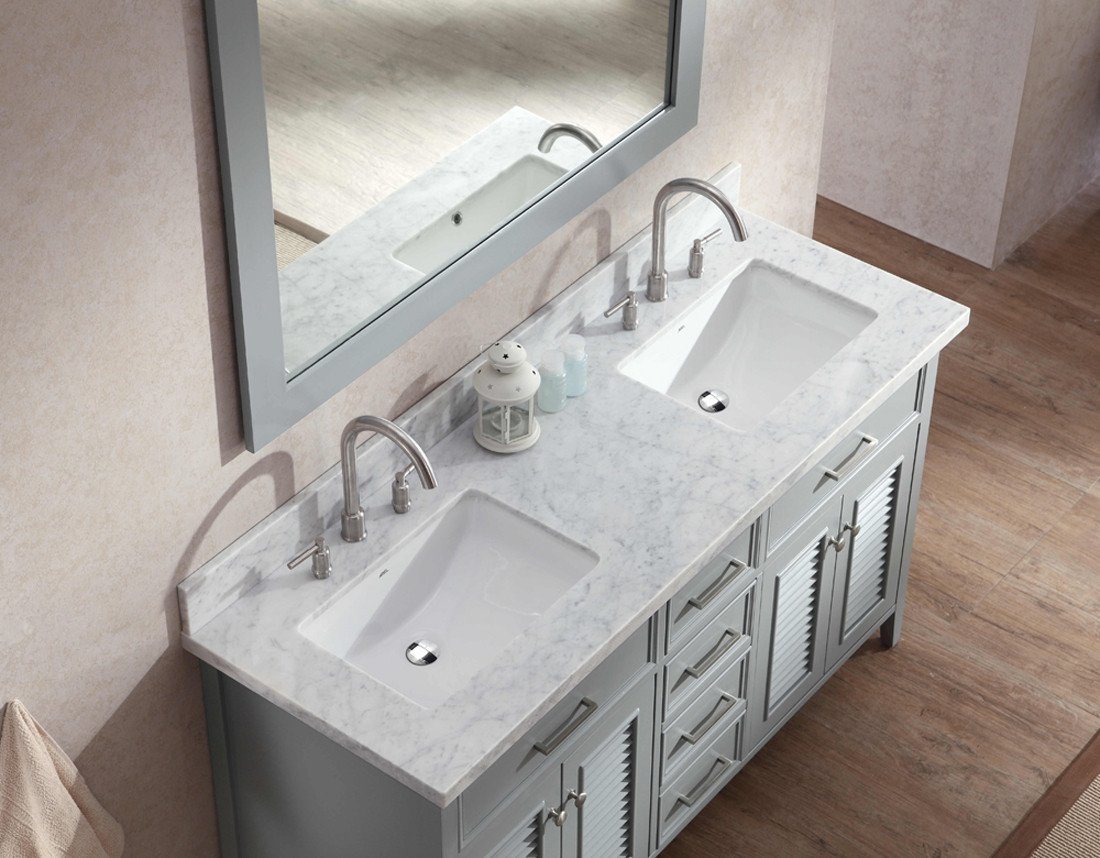 ARIEL Kensington 61" Double Sink Bathroom Vanity Set in Grey Vanity ARIEL 