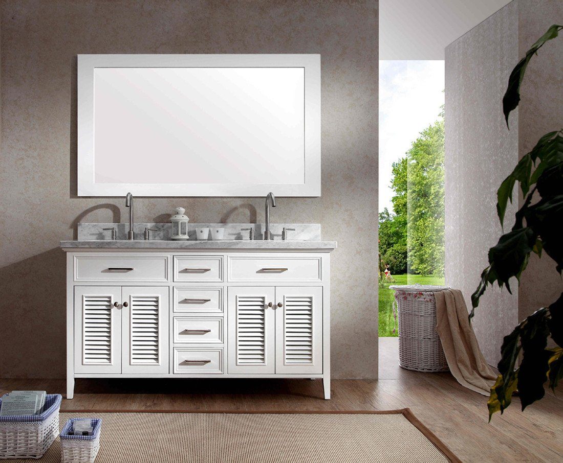ARIEL Kensington 61" Double Sink Bathroom Vanity Set in White Vanity ARIEL 