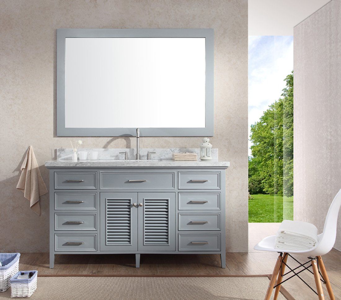ARIEL Kensington 61" Single Sink Bathroom Vanity Set Gray with White Countertop Vanity ARIEL 