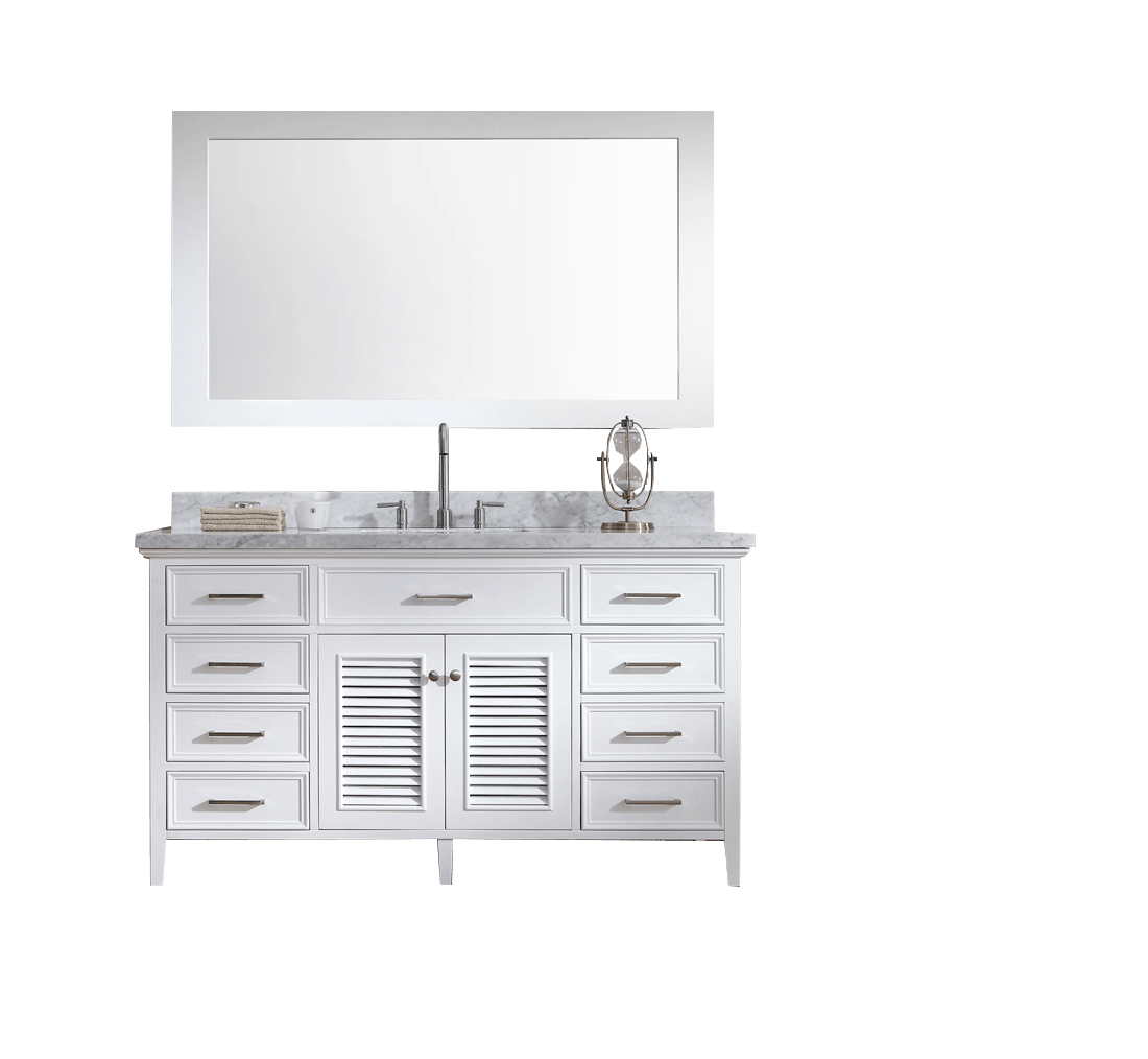 ARIEL Kensington 61" Single Sink Bathroom Decor Vanity Set 1 Faux Drawer - White Vanity ARIEL 