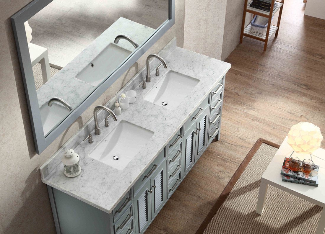 ARIEL Kensington 73" Double Sink Bathroom Vanity Set in Grey Vanity ARIEL 