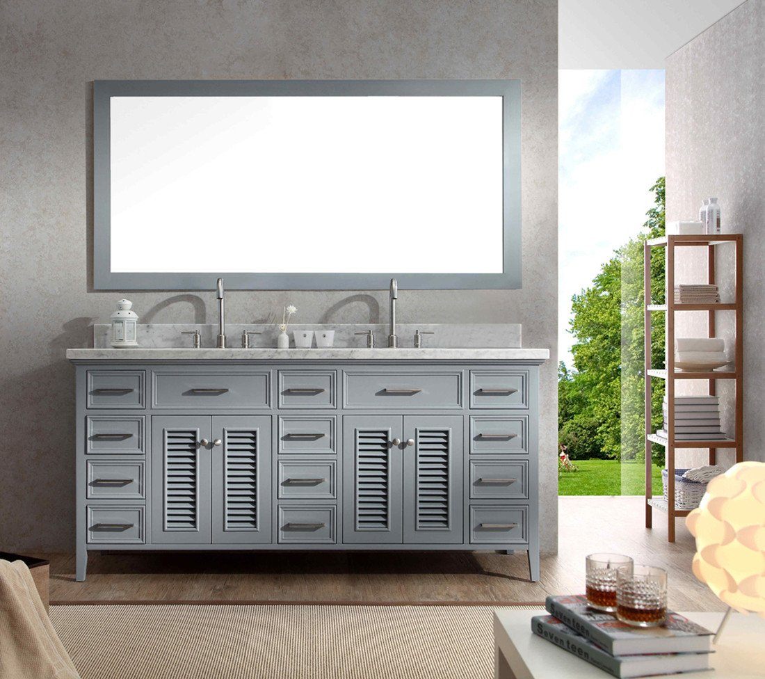 ARIEL Kensington 73" Double Sink Bathroom Vanity Set in Grey Vanity ARIEL 