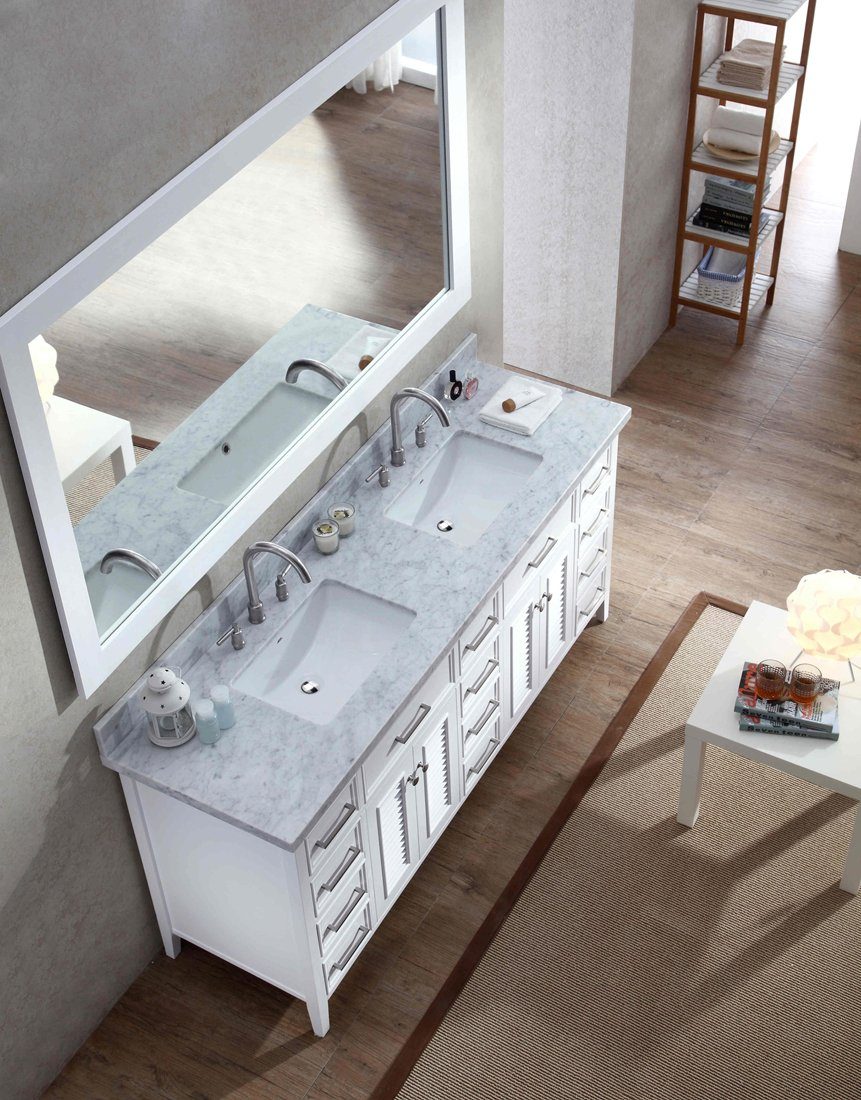 ARIEL Kensington 73" Double Sink Bathroom Vanity Set in White Vanity ARIEL 