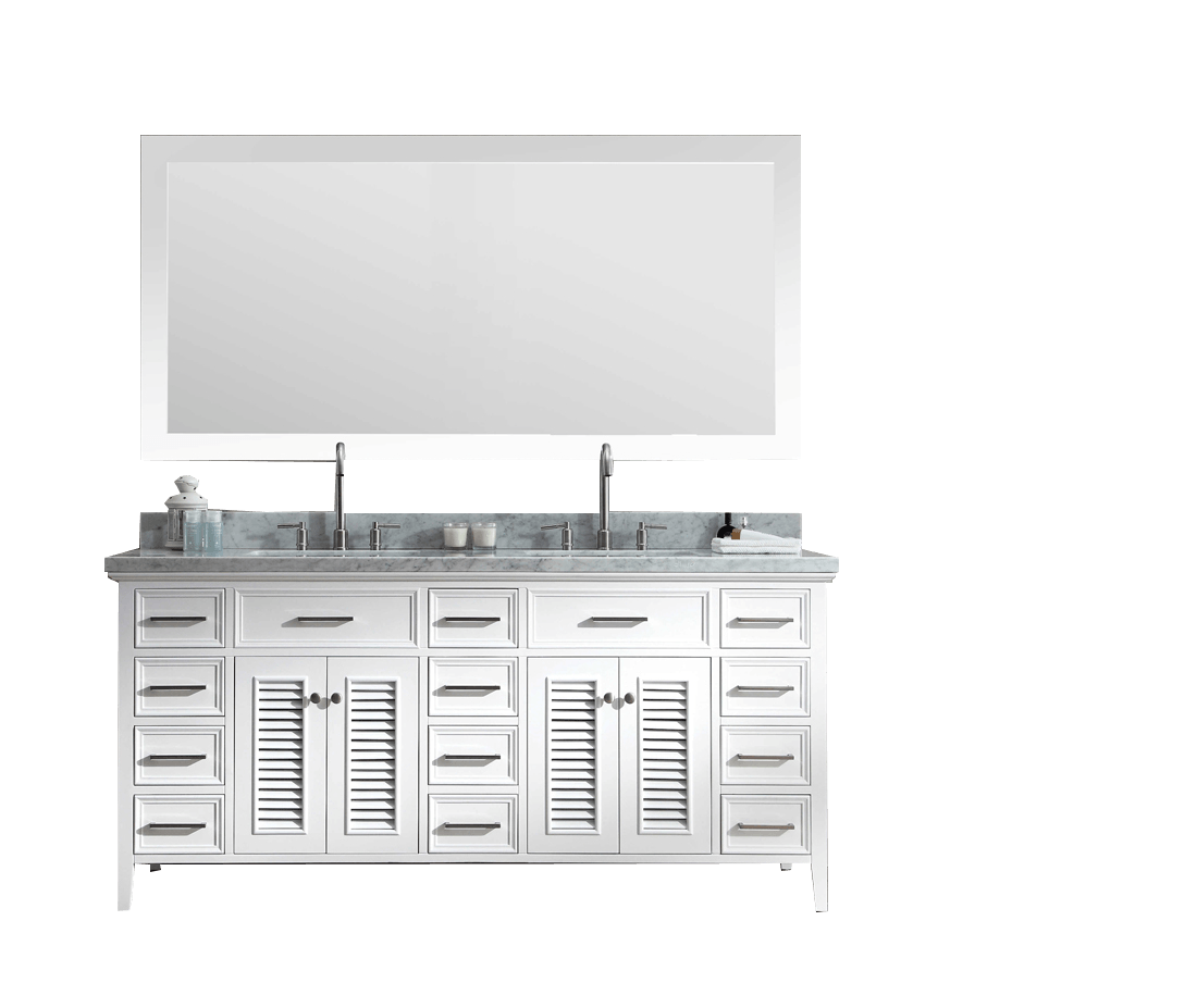 ARIEL Kensington 73" Double Sink Bathroom Vanity Set in White Vanity ARIEL 