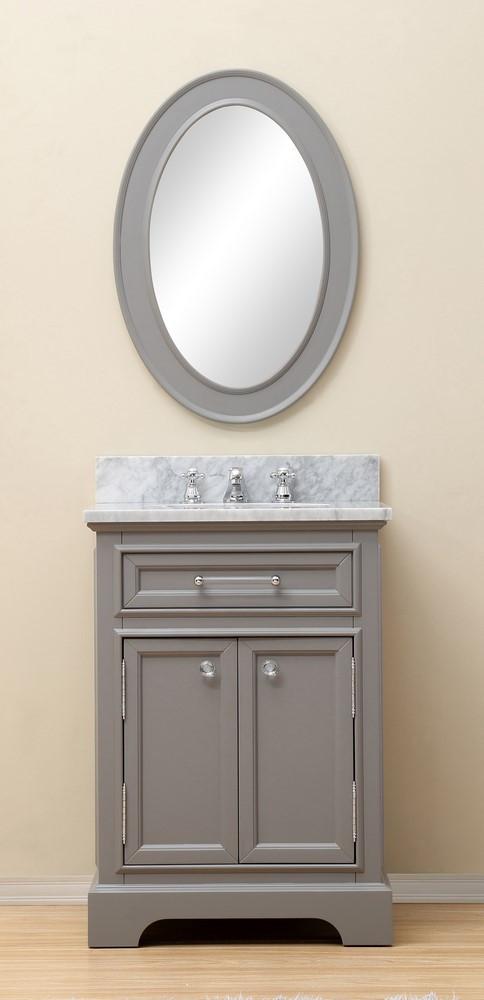 Derby 24"Cashmere Grey Single Sink Vanity With Matching Framed Mirror And Faucet Vanity Water Creation 