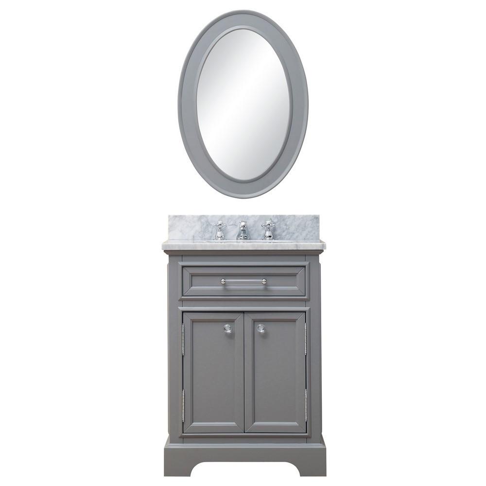 Derby 24"Cashmere Grey Single Sink Vanity With Matching Framed Mirror And Faucet Vanity Water Creation 