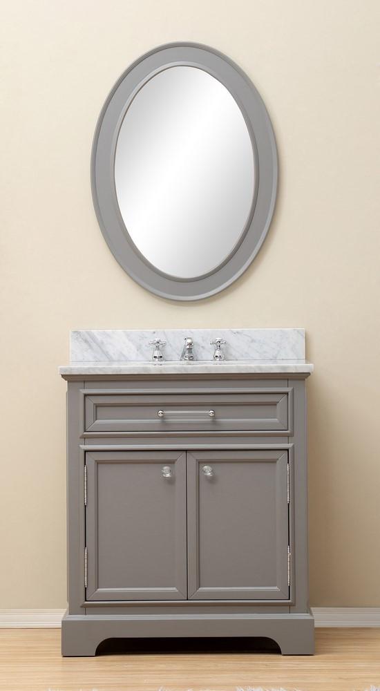 Derby 30"Cashmere Grey Single Sink Vanity With Matching Framed Mirror And Faucet Vanity Water Creation 