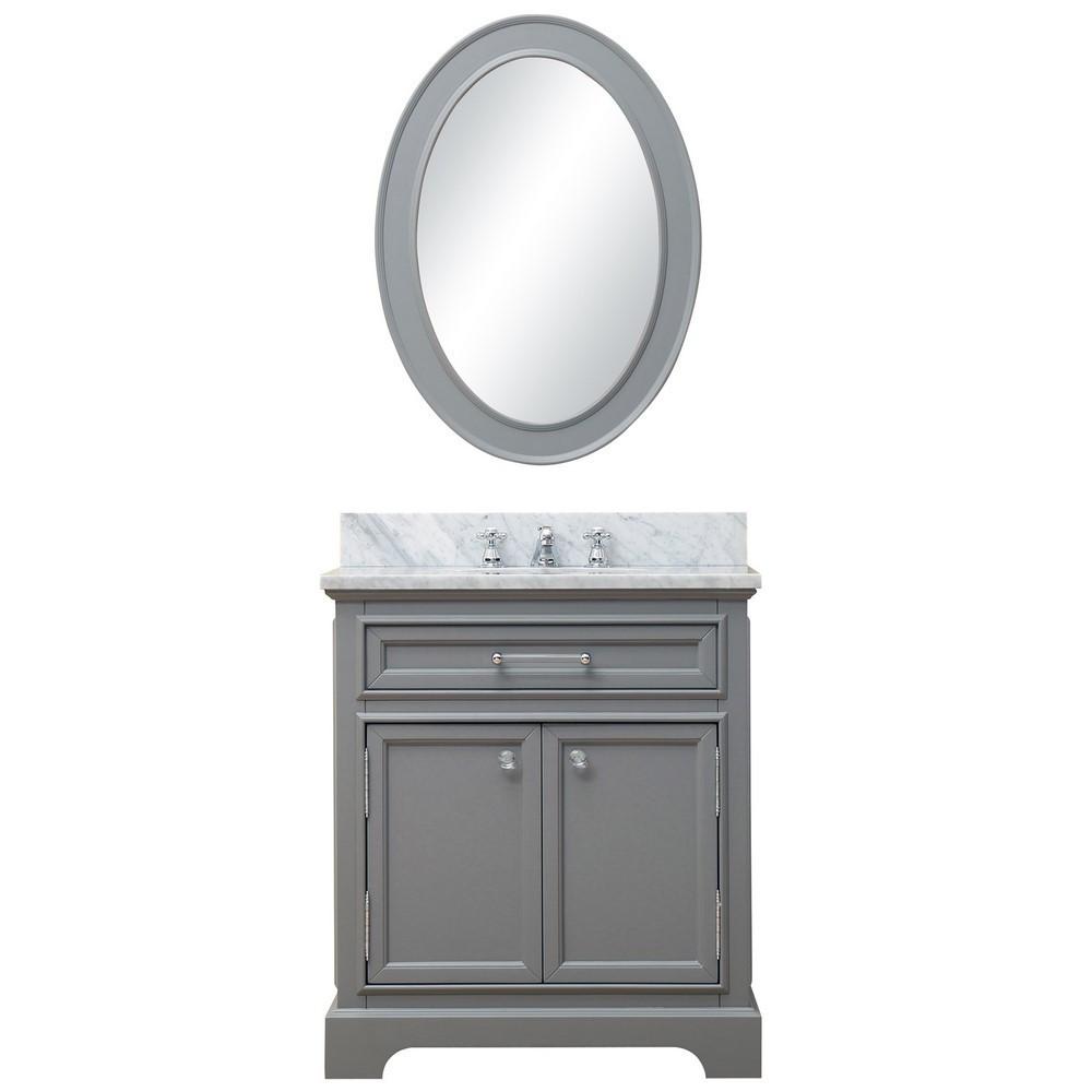 Derby 30" Cashmere Grey Single Sink Bathroom Vanity With Matching Framed Mirror Vanity Water Creation 