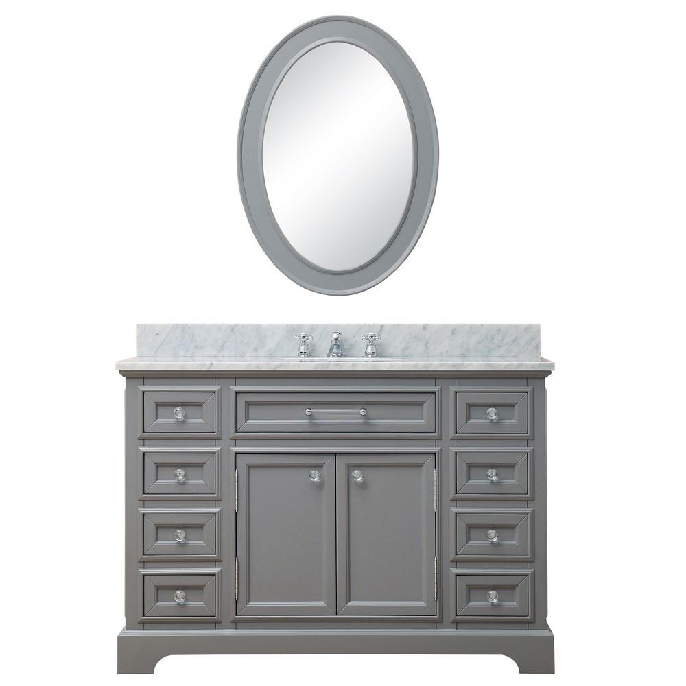Derby 48"Cashmere Grey Single Sink Vanity With Matching Framed Mirror And Faucet Vanity Water Creation 