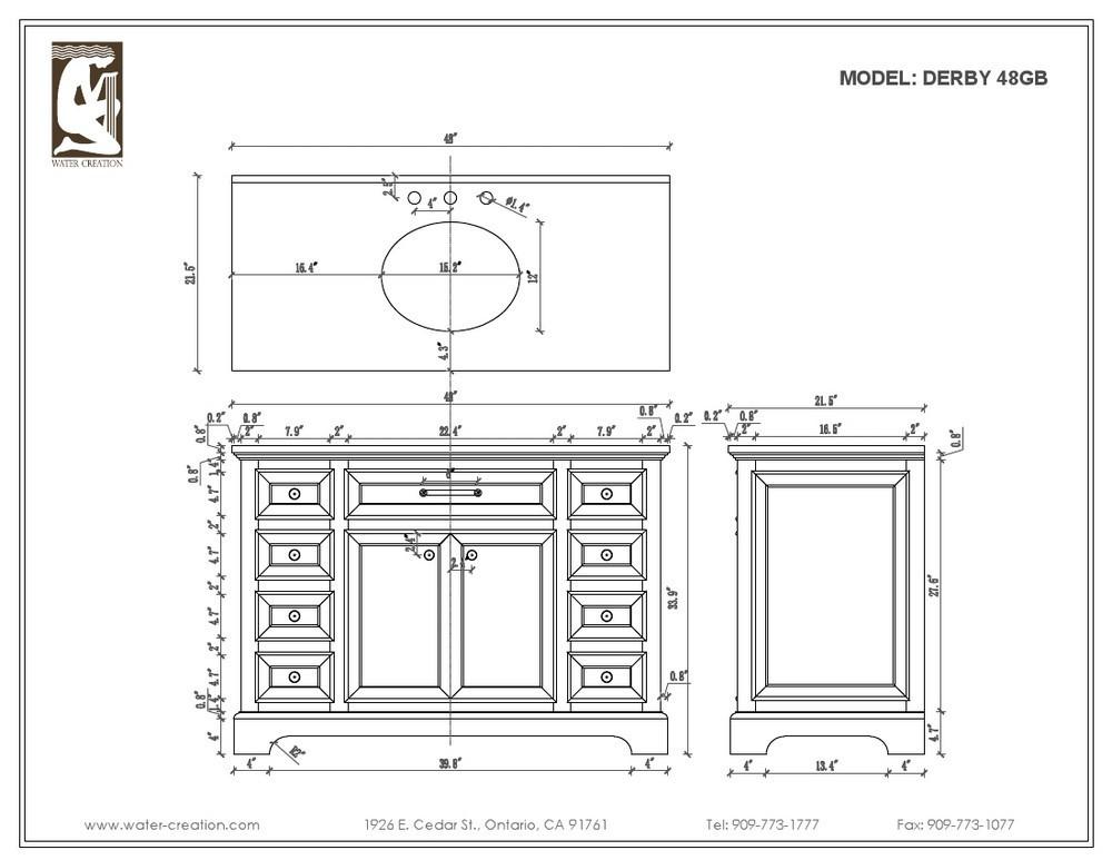 Derby 48" Cashmere Grey Single Sink Bathroom Vanity Only Vanity Water Creation 