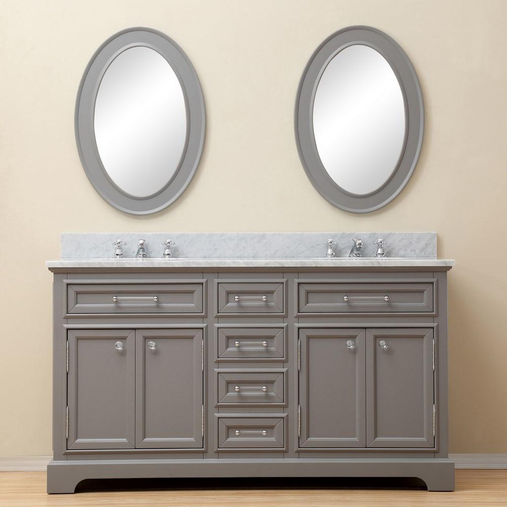Derby 60" Cashmere Grey Double Sink Bathroom Vanity And Faucet Vanity Water Creation 