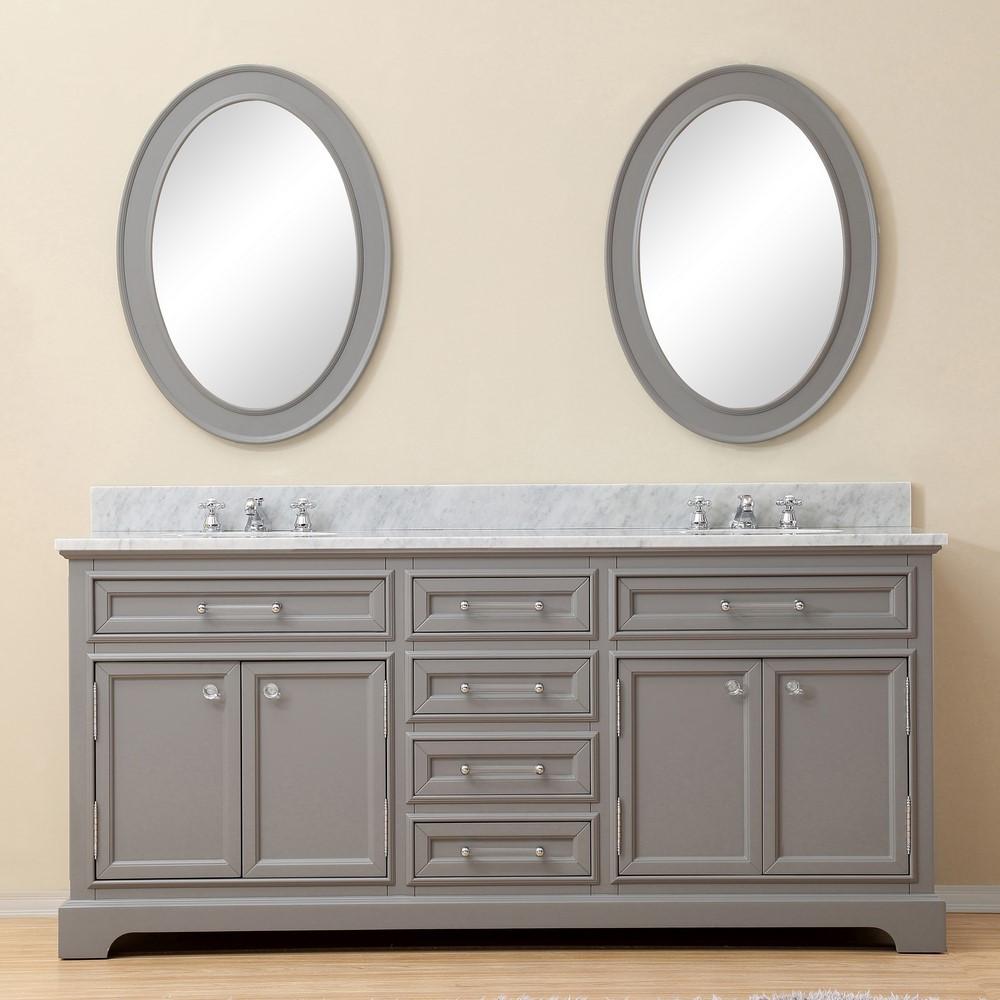 Derby 72" Cashmere Grey Double Sink Bathroom Vanity And Faucet Vanity Water Creation 