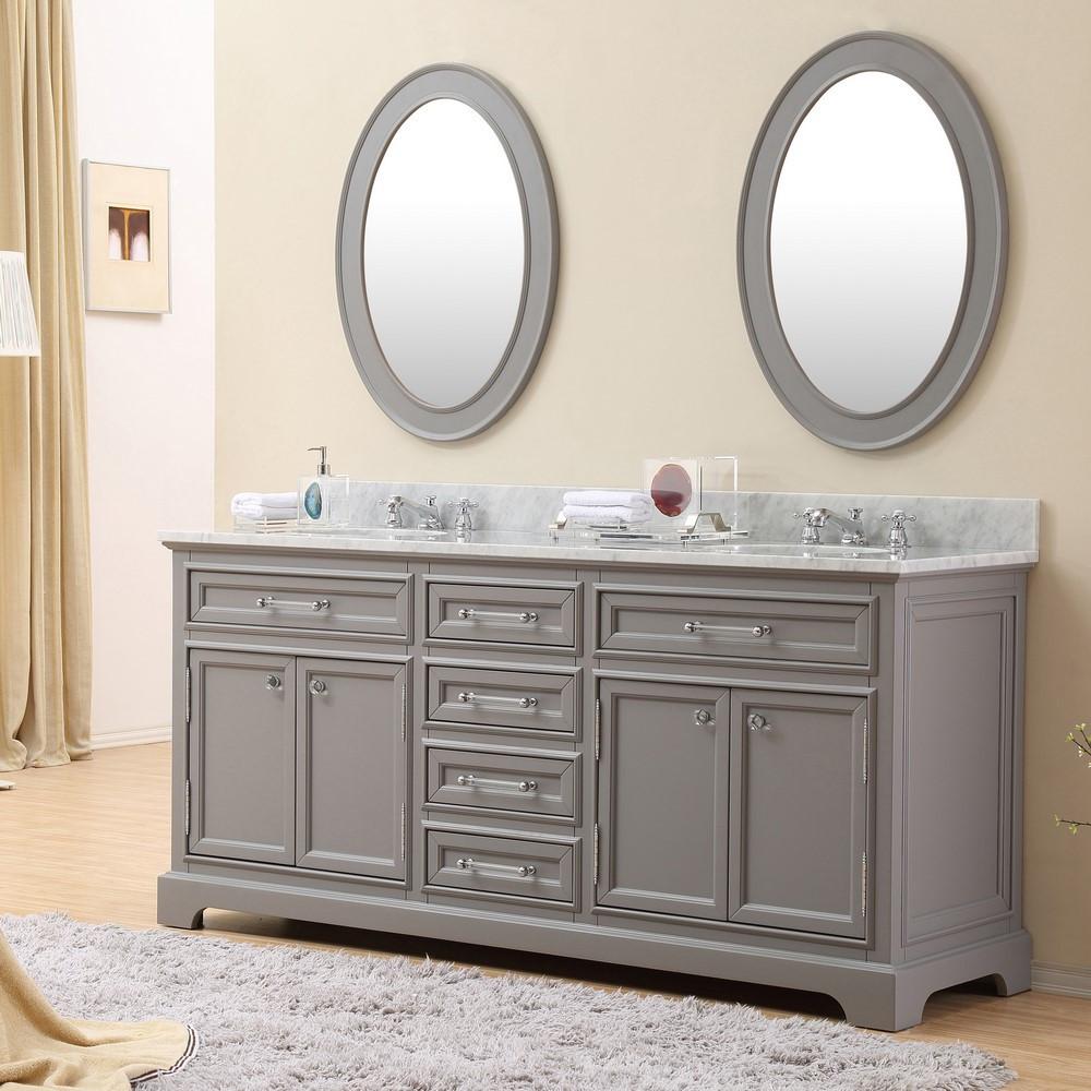 Derby 72" Cashmere Grey Double Sink Bathroom Vanity Only Vanity Water Creation 