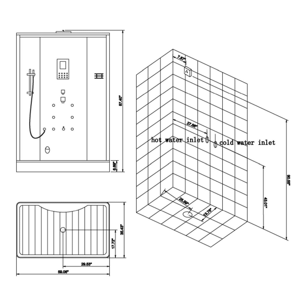 ARIEL Platinum DZ956F8 Steam Shower Steam Shower ARIEL 