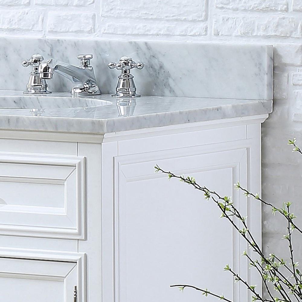 Derby 30" Solid White Single Sink Vanity With Matching Framed Mirror And Faucet Vanity Water Creation 