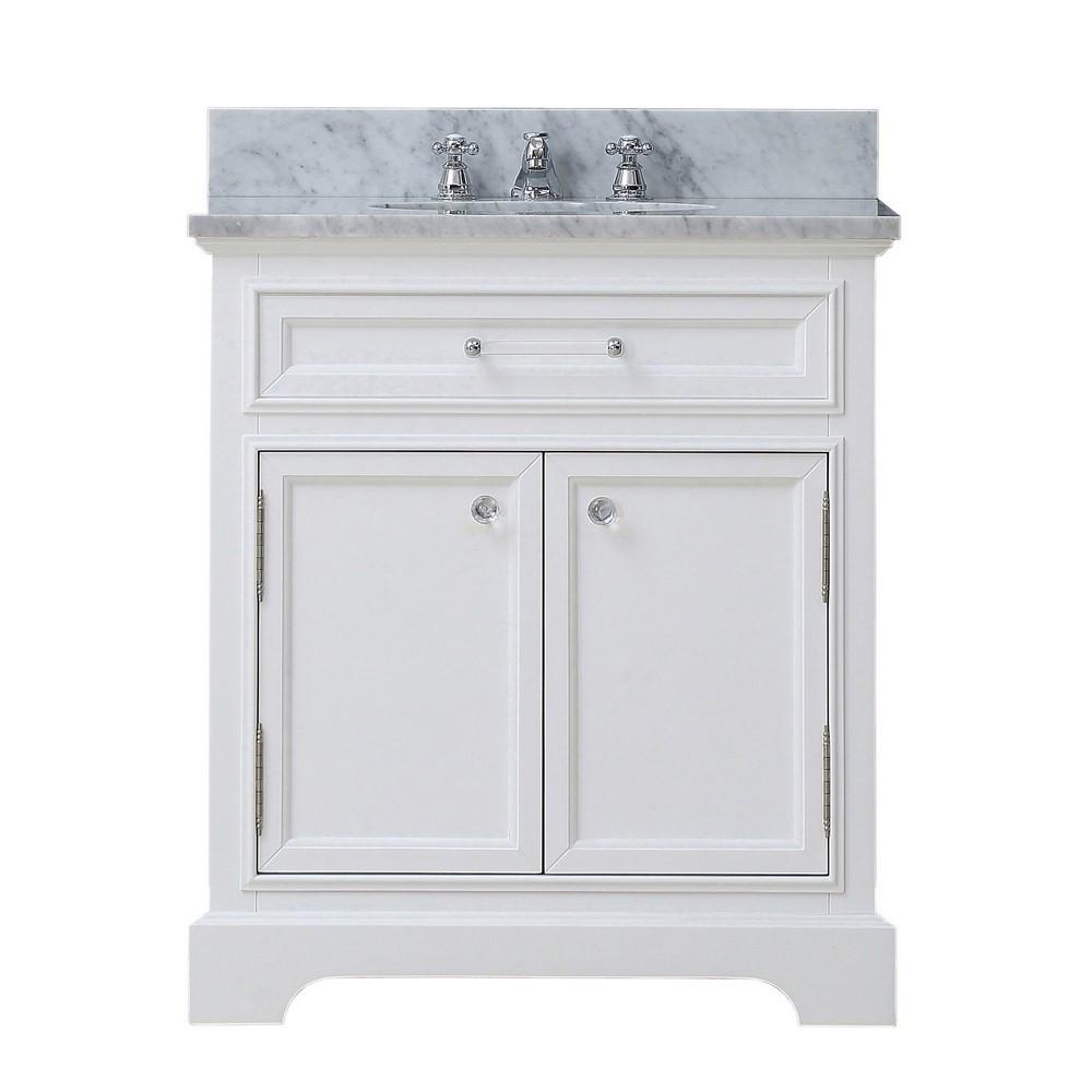 Derby 30" Solid White Single Sink Bathroom Vanity And Faucet Vanity Water Creation 