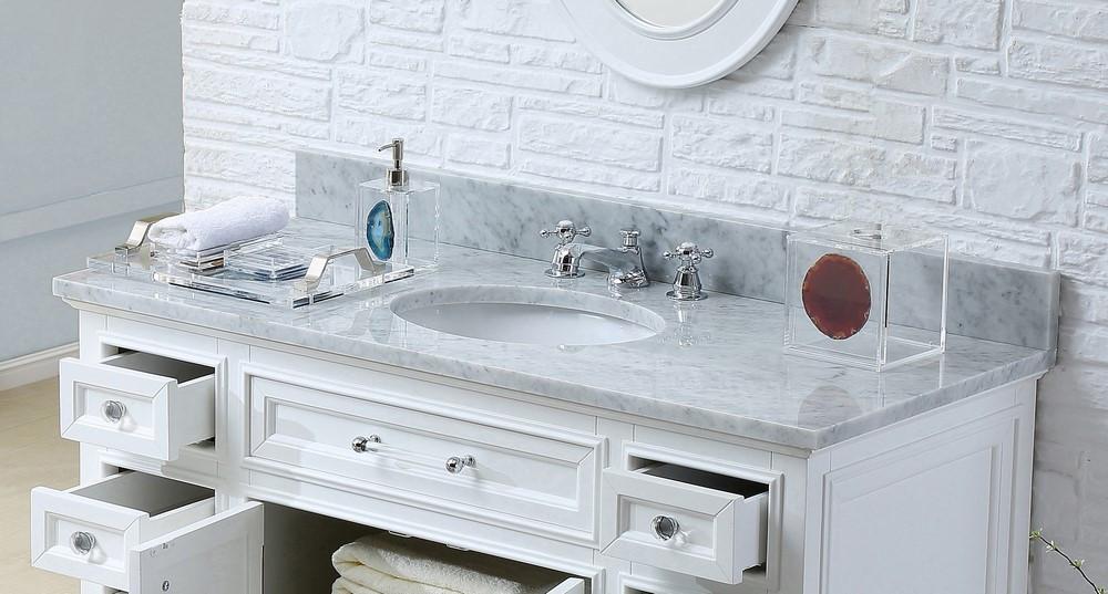 Derby 48" Solid White Single Sink Bathroom Vanity And Faucet Vanity Water Creation 