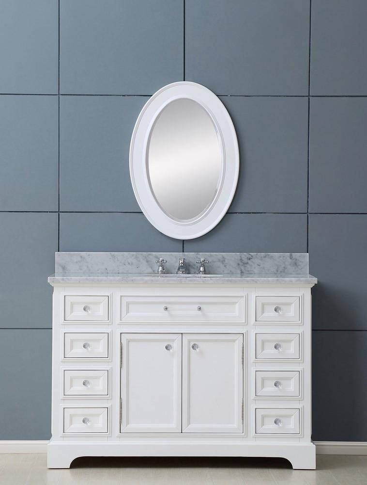 Derby 48" Solid White Single Sink Bathroom Vanity And Faucet Vanity Water Creation 
