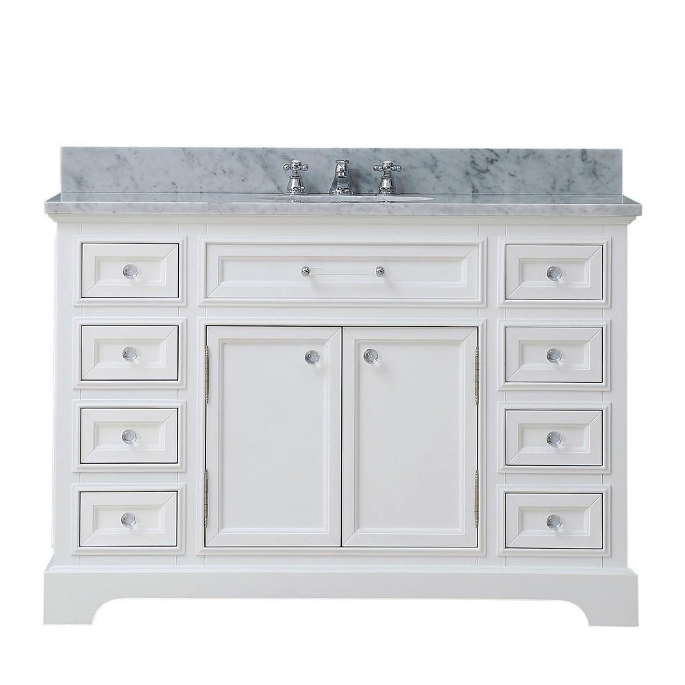 Derby 48" Solid White Single Sink Bathroom Vanity And Faucet Vanity Water Creation 