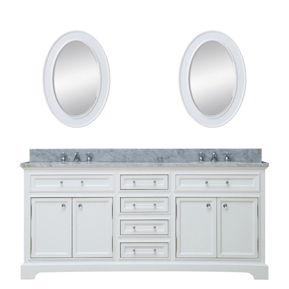 Derby 60" Solid White Double Sink Bathroom Vanity With Matching Framed Mirrors Vanity Water Creation 