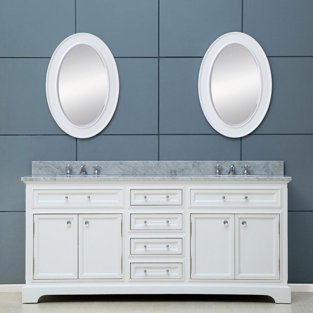Derby 60" Solid White Double Sink Bathroom Vanity And Faucet Vanity Water Creation 
