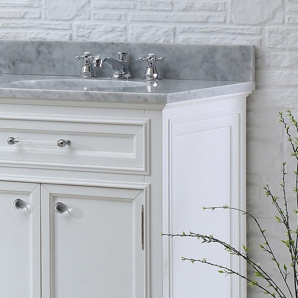 Derby 60" Solid White Double Sink Bathroom Vanity And Faucet Vanity Water Creation 