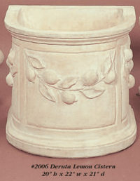 Thumbnail for Deruta Lemon Cistern Cast Stone Outdoor Garden Planter Planter Tuscan 