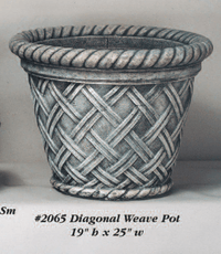 Thumbnail for Diagonal Weave Pot Cast Stone Outdoor Garden Planter Planter Tuscan 