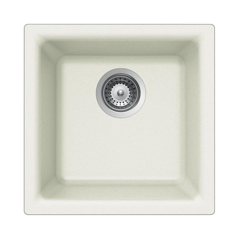 Houzer E-100U CLOUD Quartztone Series Granite Dual Mount Bar/Prep Sink, White Kitchen Sink - Dual Mount Houzer 