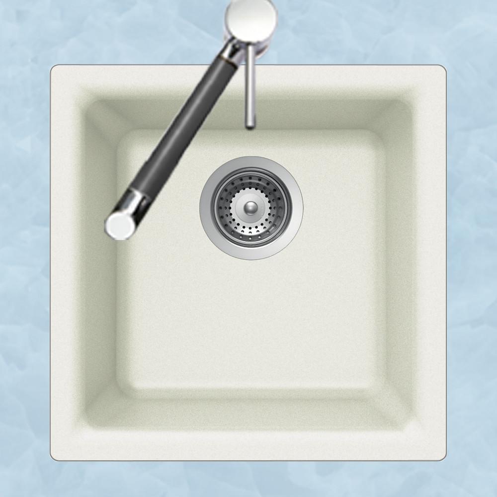Houzer E-100U CLOUD Quartztone Series Granite Dual Mount Bar/Prep Sink, White Kitchen Sink - Dual Mount Houzer 