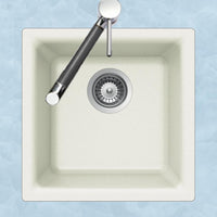 Thumbnail for Houzer E-100U CLOUD Quartztone Series Granite Dual Mount Bar/Prep Sink, White Kitchen Sink - Dual Mount Houzer 