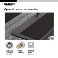 Thumbnail for Houzer E-100U CLOUD Quartztone Series Granite Dual Mount Bar/Prep Sink, White Kitchen Sink - Dual Mount Houzer 