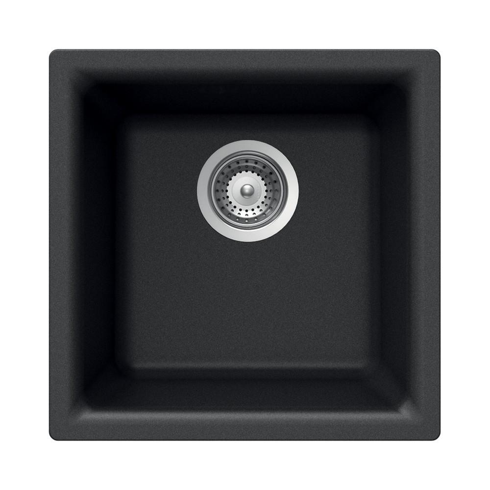 Houzer E-100U MIDNITE Quartztone Series Granite Dual Mount Bar/Prep Sink, Black Kitchen Sink - Dual Mount Houzer 