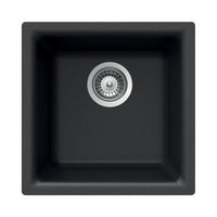 Thumbnail for Houzer E-100U MIDNITE Quartztone Series Granite Dual Mount Bar/Prep Sink, Black Kitchen Sink - Dual Mount Houzer 