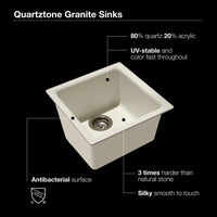 Thumbnail for Houzer E-100U MIDNITE Quartztone Series Granite Dual Mount Bar/Prep Sink, Black Kitchen Sink - Dual Mount Houzer 