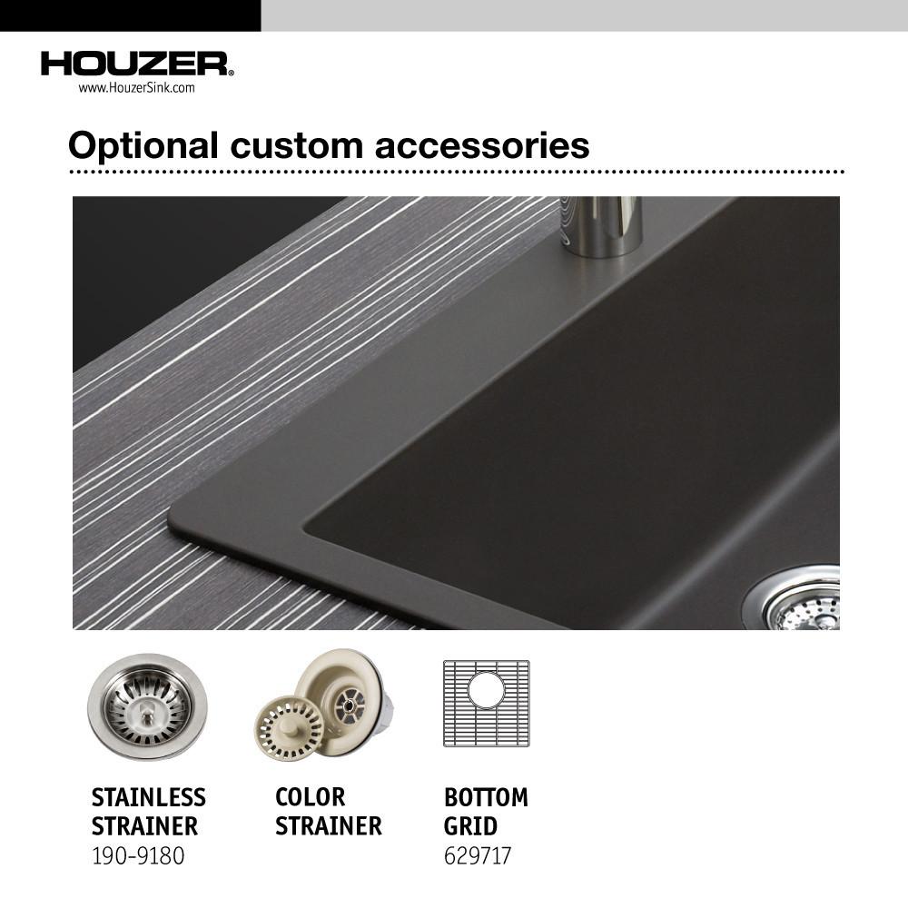 Houzer E-100U MIDNITE Quartztone Series Granite Dual Mount Bar/Prep Sink, Black Kitchen Sink - Dual Mount Houzer 