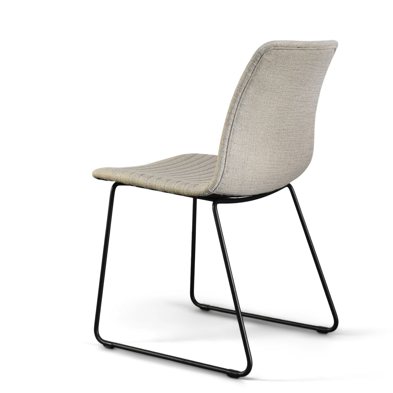 Eric Modern Dining Chair in White with Matte Black Steel Legs for Kitchen, Living Room and Dining Room (Set of 2, Beige Upholstered Seat) Dining Chair Gingko 