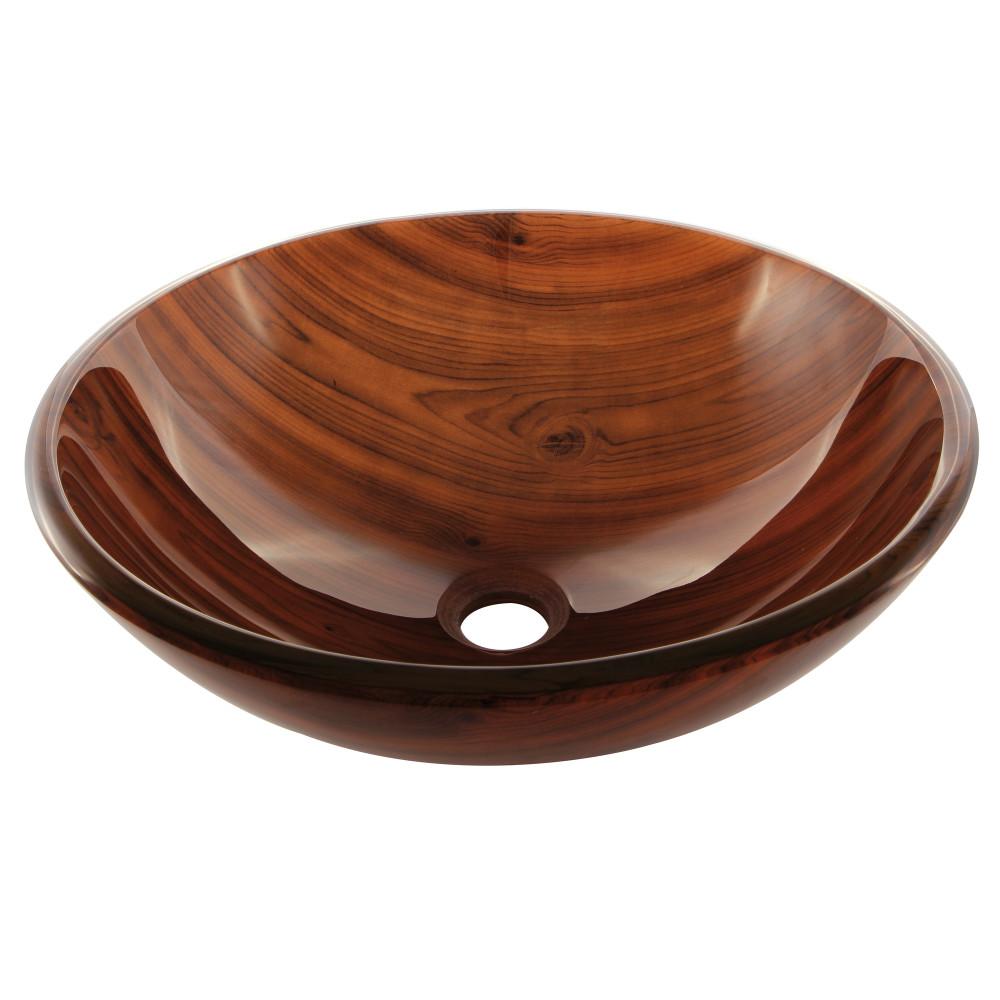 Fauceture EVSDLR1 Marble Double Layer Glass Vessel Bathroom Sink Bathroom Sink Kingston Brass Mahogany Brown 